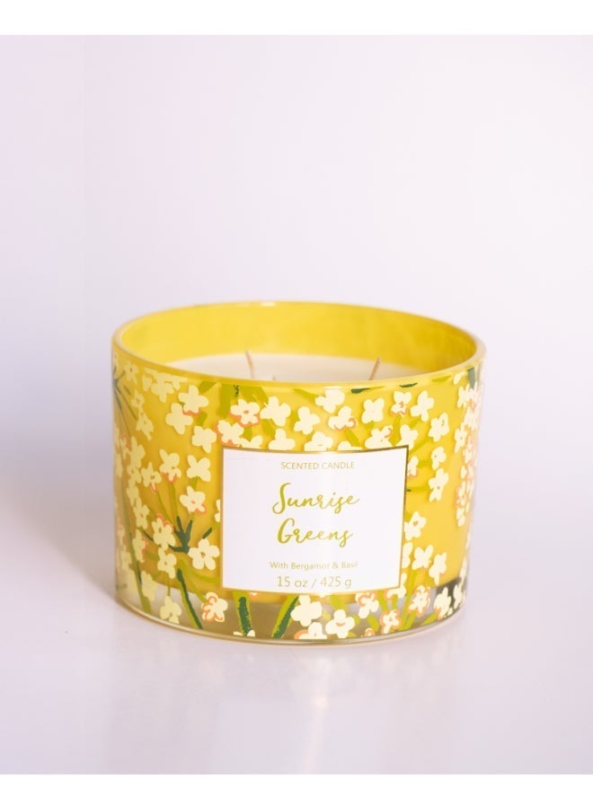 IRIS CELESTE Sunrise Greens Jar Candle 425grams - 3 wick Scented candle 15oz  | 50 hrs burn-time | Perfect for Gifting, Home Décor, Parties & Room Perfuming | Ideal for Living room and Office Décor - Image 2